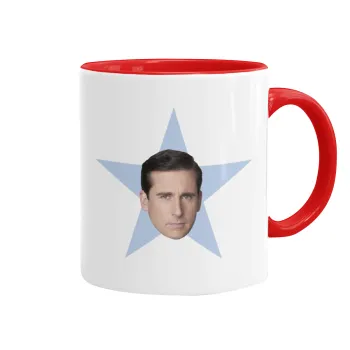 michael the office star, Κούπα χρωματιστή κόκκινη, κεραμική, 330ml