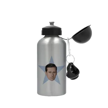 michael the office star, Μεταλλικό παγούρι νερού, Ασημένιο, αλουμινίου 500ml