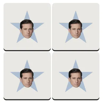 michael the office star, ΣΕΤ 4 Σουβέρ ξύλινα τετράγωνα (9cm)