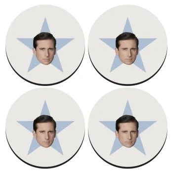 michael the office star, ΣΕΤ 4 Σουβέρ ξύλινα στρογγυλά (9cm)