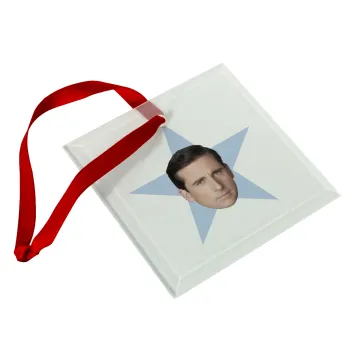michael the office star, Christmas ornament, glass square ornament 9x9cm