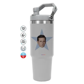 michael the office star, ΓΚΡΙ χρώματος Θερμός Ανοξείδωτο 890ml (30oz) με χερούλι