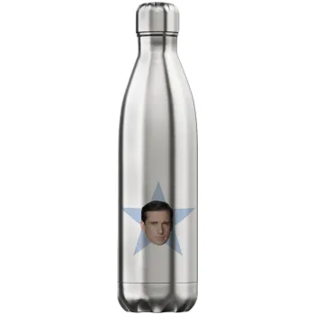 michael the office star, Μεταλλικό παγούρι θερμός Inox (Stainless steel), διπλού τοιχώματος, 750ml