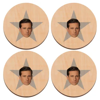michael the office star, ΣΕΤ x4 Σουβέρ ξύλινα στρογγυλά plywood (9cm)