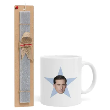 michael the office star, Πασχαλινή Λαμπάδα με Κούπα κεραμική (330ml) & κερί αρωματικό πλακέ (30cm) (ΓΚΡΙ)