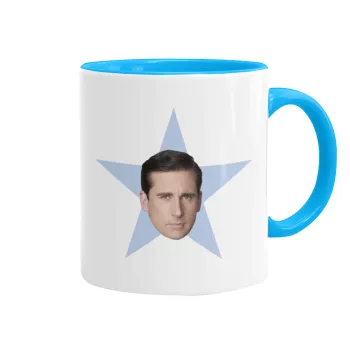 michael the office star, Κούπα χρωματιστή γαλάζια, κεραμική, 330ml