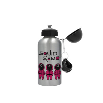 The squid game characters, Metallic water jug, Silver, aluminum 500ml