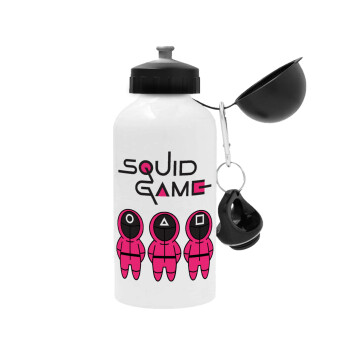 The squid game characters, Metal water bottle, White, aluminum 500ml