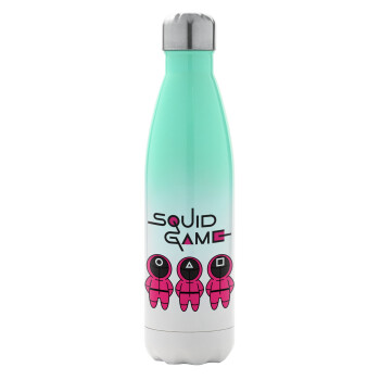 The squid game characters, Metal mug thermos Green/White (Stainless steel), double wall, 500ml