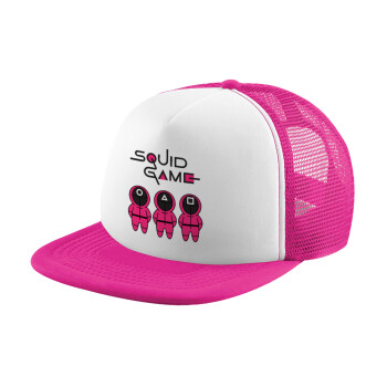 The squid game characters, Καπέλο Soft Trucker με Δίχτυ Pink/White 