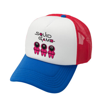 The squid game characters, Καπέλο Ενηλίκων Soft Trucker με Δίχτυ Red/Blue/White (POLYESTER, ΕΝΗΛΙΚΩΝ, UNISEX, ONE SIZE)