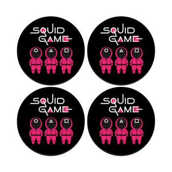 The squid game characters, SET of 4 round wooden coasters (9cm)