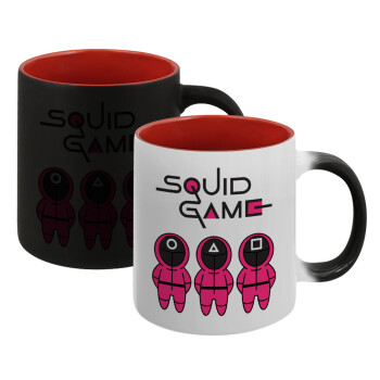 The squid game characters, Κούπα Μαγική εσωτερικό κόκκινο, κεραμική, 330ml που αλλάζει χρώμα με το ζεστό ρόφημα (1 τεμάχιο)
