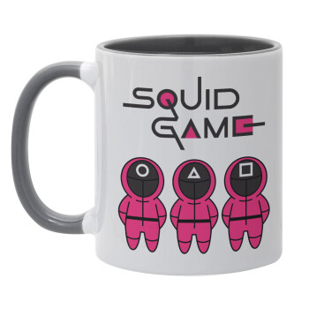 The squid game characters, Mug colored grey, ceramic, 330ml