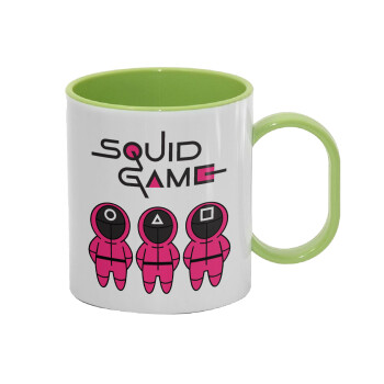 The squid game characters, Κούπα (πλαστική) (BPA-FREE) Polymer Πράσινη για παιδιά, 330ml