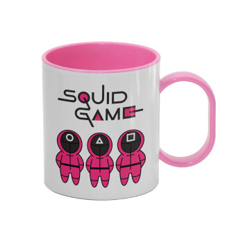 The squid game characters, Κούπα (πλαστική) (BPA-FREE) Polymer Ροζ για παιδιά, 330ml