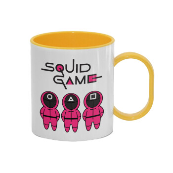 The squid game characters, Κούπα (πλαστική) (BPA-FREE) Polymer Κίτρινη για παιδιά, 330ml