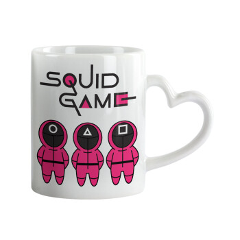 The squid game characters, Mug heart handle, ceramic, 330ml