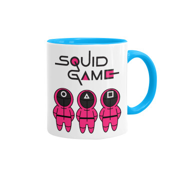The squid game characters, Mug colored light blue, ceramic, 330ml