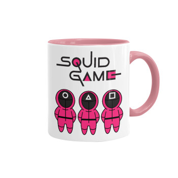 The squid game characters, Mug colored pink, ceramic, 330ml