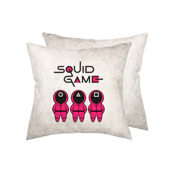 The squid game characters, Μαξιλάρι καναπέ Δερματίνη Γκρι 40x40cm με γέμισμα