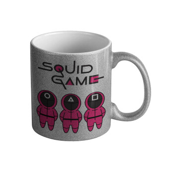 The squid game characters, Κούπα Ασημένια Glitter που γυαλίζει, κεραμική, 330ml