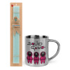Easter Set, metallic thermal cup (300ml) & aromatic flat Easter candle (30cm) (TURQUOISE)