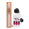 Easter Set, metallic aluminum bottle (500ml) & aromatic flat Easter candle (30cm) (PINK)