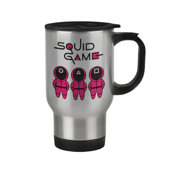The squid game characters, Stainless steel travel mug with lid, double wall 450ml
