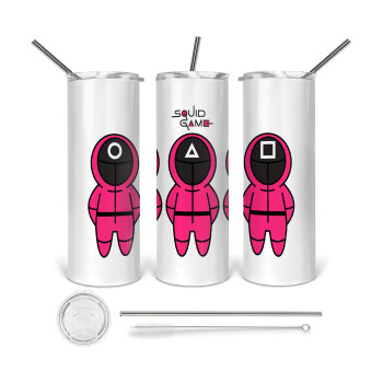 The squid game characters, Tumbler stainless steel 600ml, with metal straw & cleaning brush