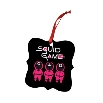 The squid game characters, Χριστουγεννιάτικο στολίδι polygon ξύλινο 7.5cm