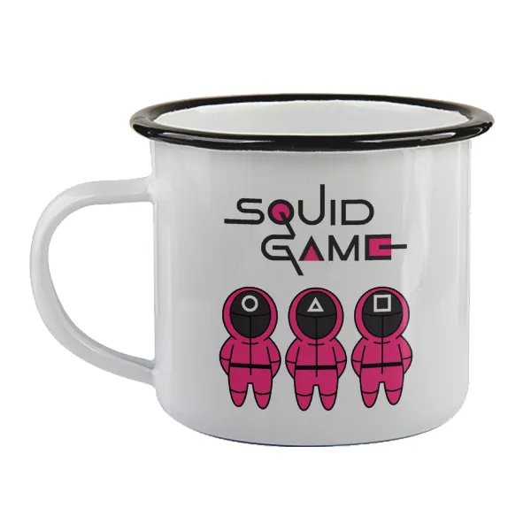 The squid game characters — Enamel mug with black rim, 360ml