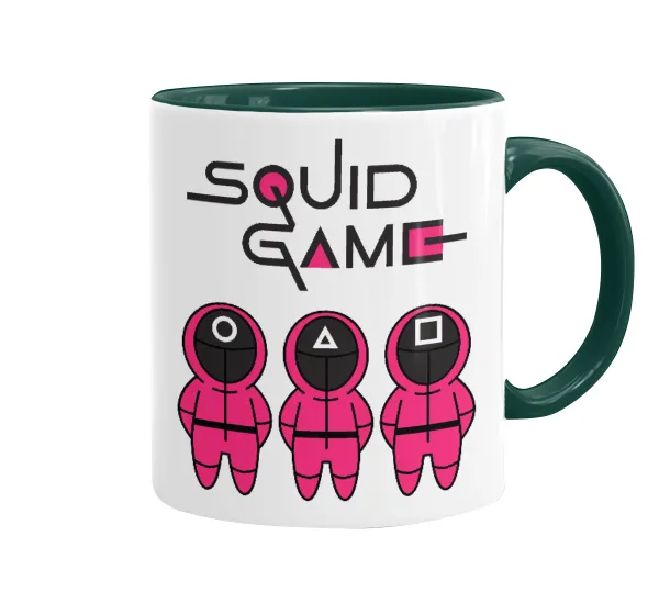 The squid game characters — Mug colored green, ceramic, 330ml