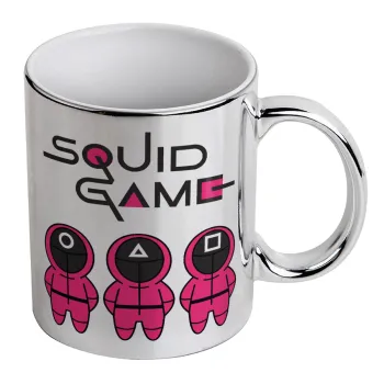 The squid game characters, Mug ceramic, silver mirror, 330ml