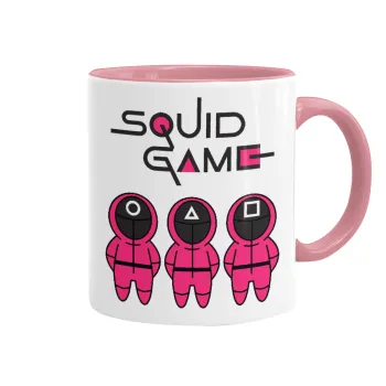 The squid game characters, Mug colored pink, ceramic, 330ml