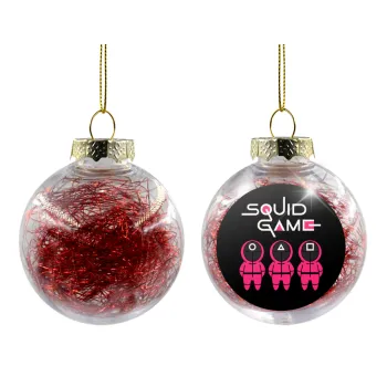 The squid game characters, Transparent Christmas tree ball ornament with red filling 8cm