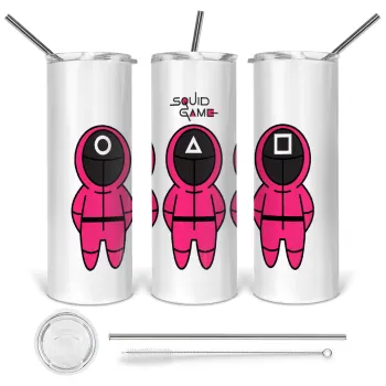 Το παιχνίδι του καλαμαριού, Tumbler ποτήρι θερμό από ανοξείδωτο ατσάλι 600ml, με μεταλλικό καλαμάκι & βούρτσα καθαρισμού