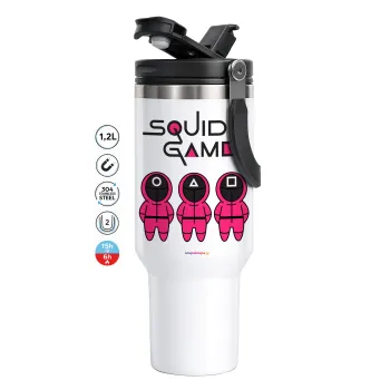 The squid game characters, Mega Stainless steel Tumbler with lid, double wall 1,2L