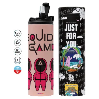 The squid game characters, Tumbler stainless steel PINK 600ml