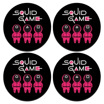 The squid game characters, SET of 4 round wooden coasters (9cm)