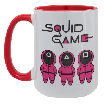 The squid game characters, Κούπα Mega 15oz, κεραμική Κόκκινη, 450ml