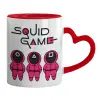 Mug heart red handle, ceramic, 330ml