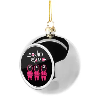 The squid game characters, Silver 8cm Christmas tree ball ornament