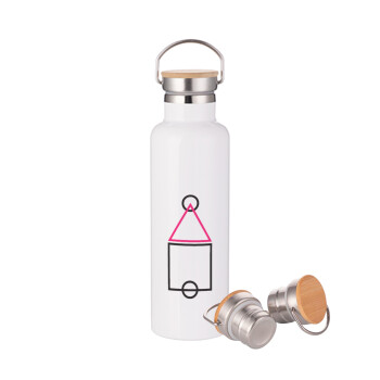 The squid game ojingeo, Stainless steel White with wooden lid (bamboo), double wall, 750ml