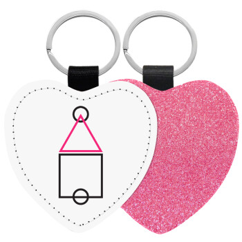 The squid game ojingeo, Μπρελόκ PU δερμάτινο glitter καρδιά ΡΟΖ