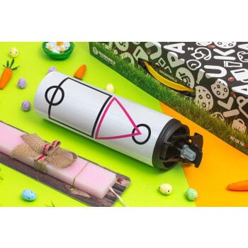 The squid game ojingeo, Easter candle,Travel Tumbler 2 Lids, with metal straw & cleaning brush & aromatic flat candle (30cm) (PINK)
