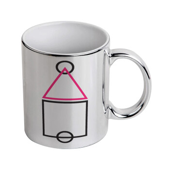 The squid game ojingeo, Κούπα κεραμική, ασημένια καθρέπτης, 330ml