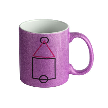 The squid game ojingeo, Κούπα Μωβ Glitter που γυαλίζει, κεραμική, 330ml