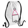 Backpack pouch GYMBAG white, with pocket (40x48cm) & thick cords