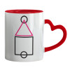 Mug heart red handle, ceramic, 330ml